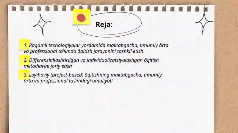 Raqamli texnologiyalar yordamida maktabgacha, umumiy õrta va professional ta’limda õqitish jarayonini tashkil etish 2
