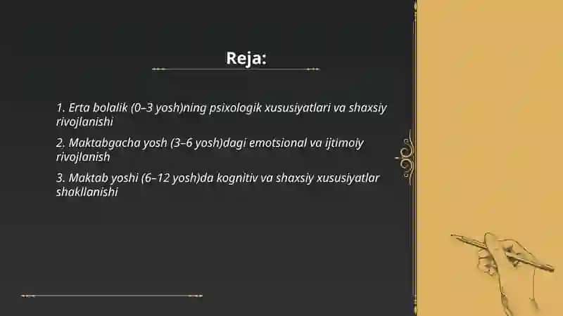Shaxs rivojlanishining yosh va psixologik xususiyatlari 2