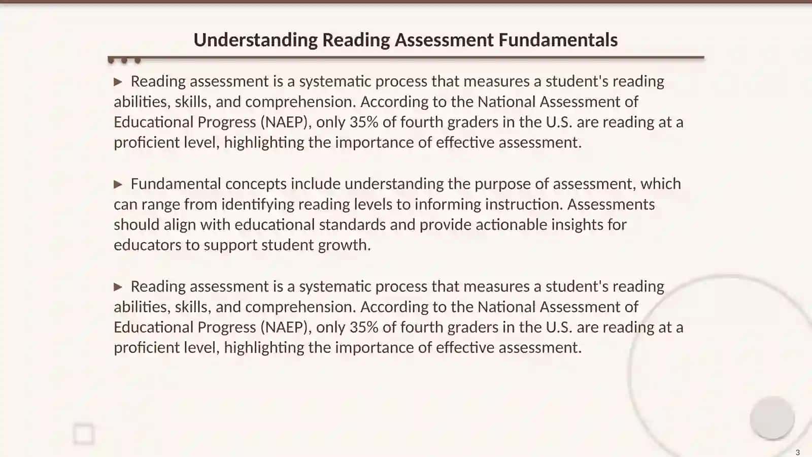 Assessing reading 3