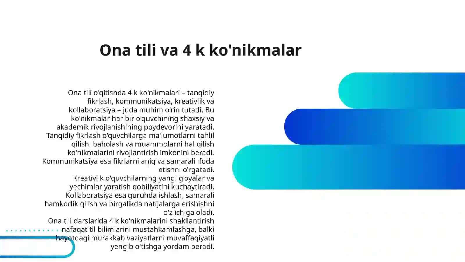 ONA TILI VA OʻQITISH SAVODXONLIK DARSLARIDA 4 K KO’NIKMALARINI SHAKLLANTIRISH 3