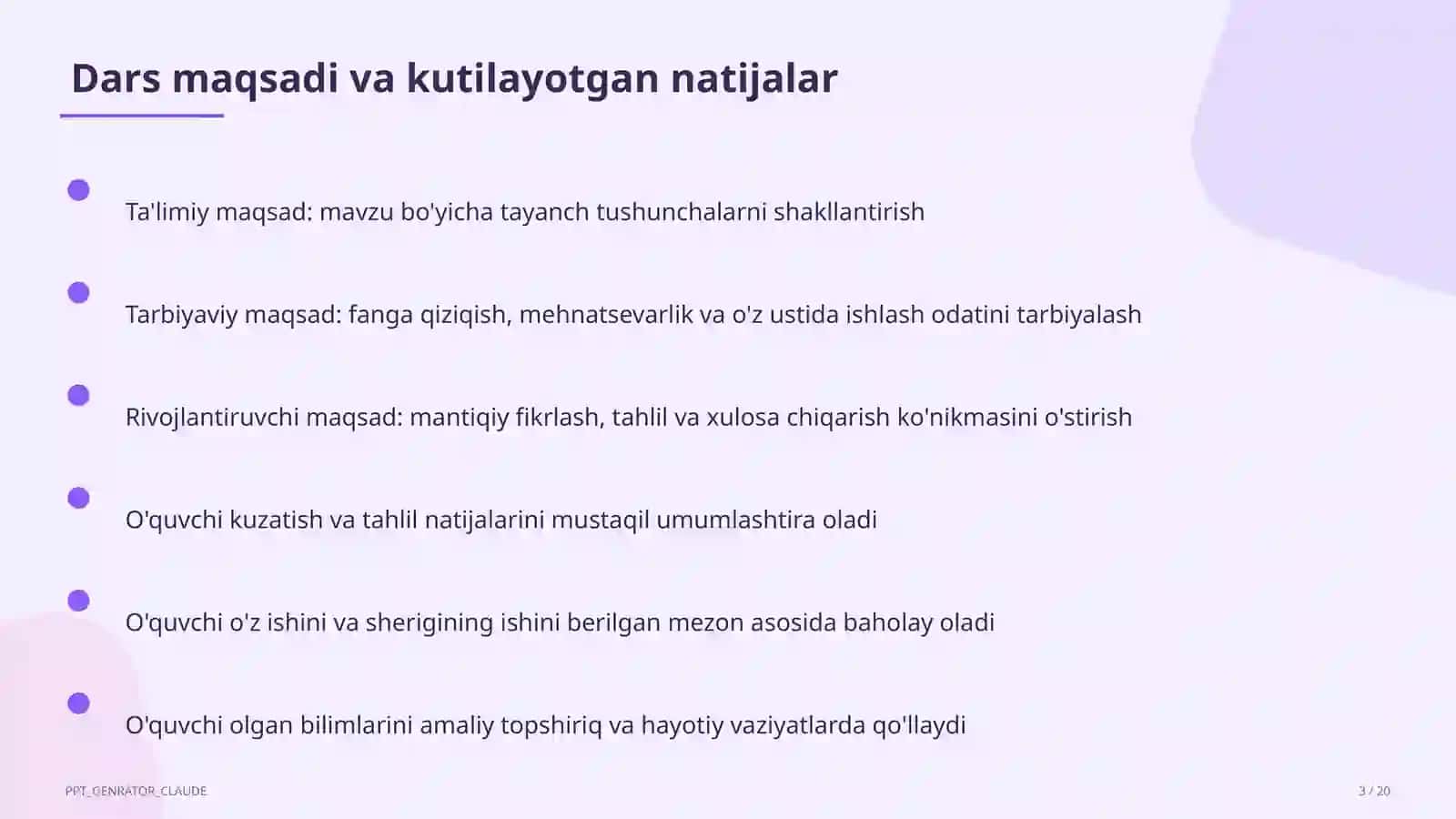 Dolzarb mavzular — maktab va o'qituvchilar (2026) — o'quvchilar uchun 3