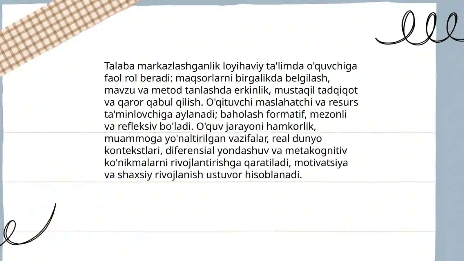 Talaba markazlashganlik loyihaviy ta'lim 3