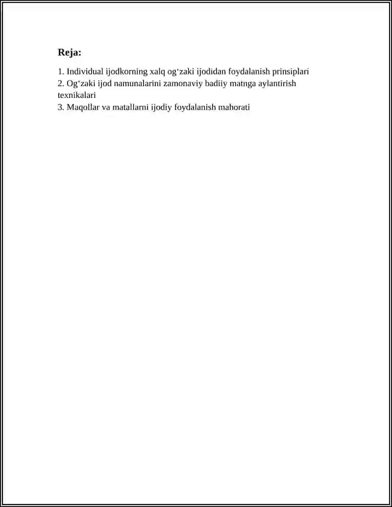 INDIVIDUAL IJODKORNING XALQ OG‘ZAKI IJODIDAN FOYDALANISH MAHORATI 3