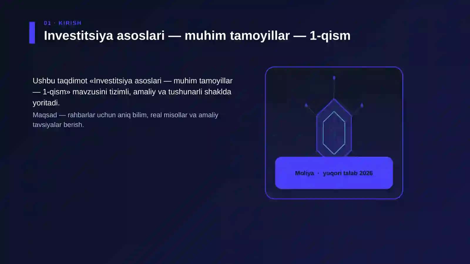 Investitsiya asoslari — muhim tamoyillar — 1-qism 3