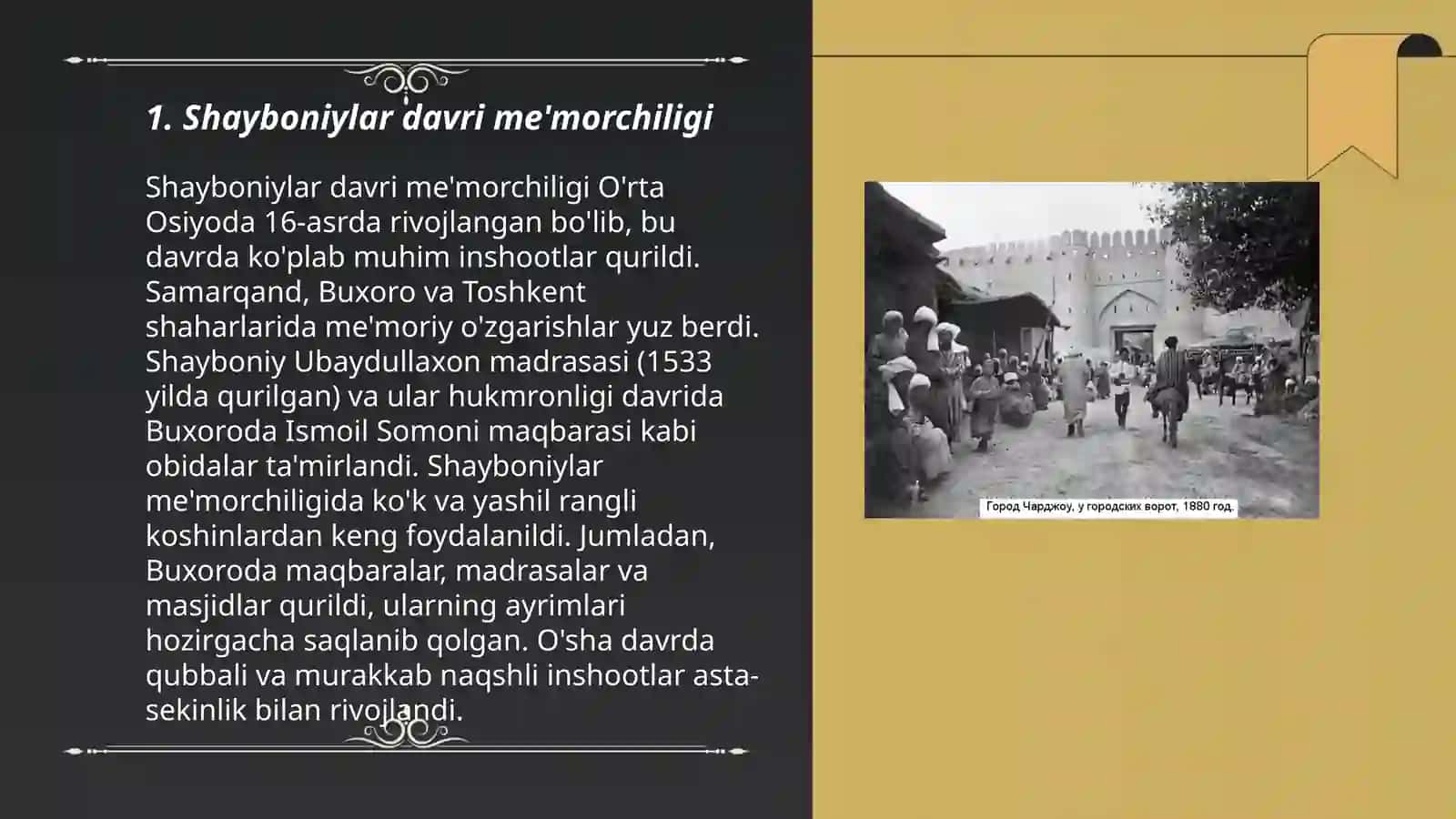 Shayboniylar davrida Buxoroda qurilgan me'moriy obidalar 3