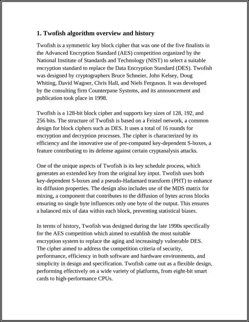 Twofish Block Cipher Algorithm 3