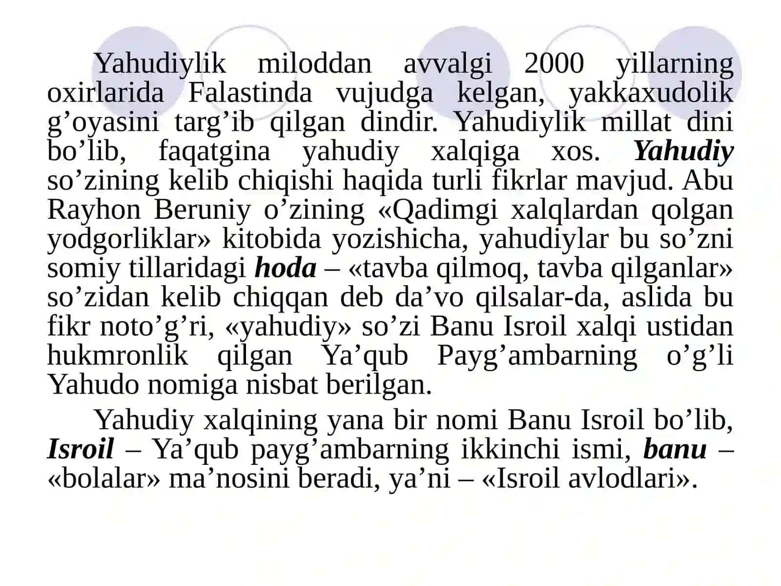 Milliy dinlar REJA 3