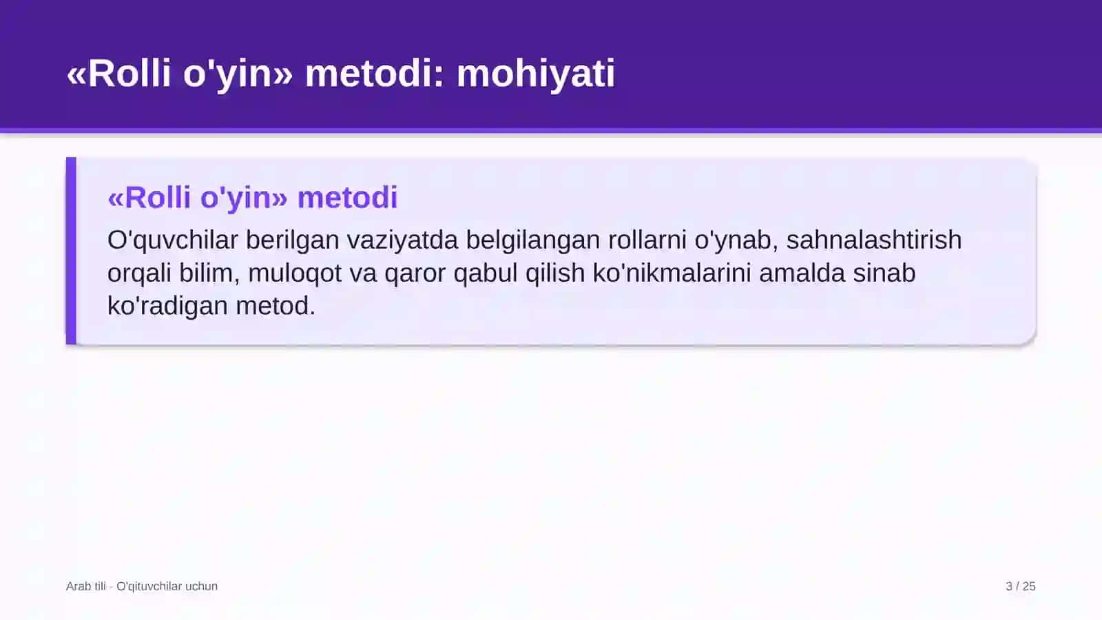 arab tili darslarida rolli o'yin metodidan foydalanish 2787 3