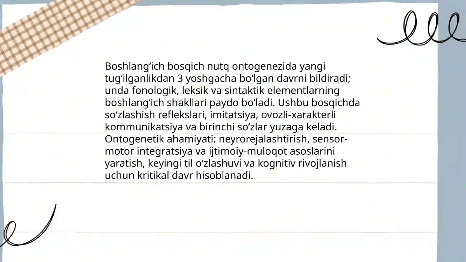 Nutqning ontogenezda rivojlanishining boshlangʻich bosqichi 3