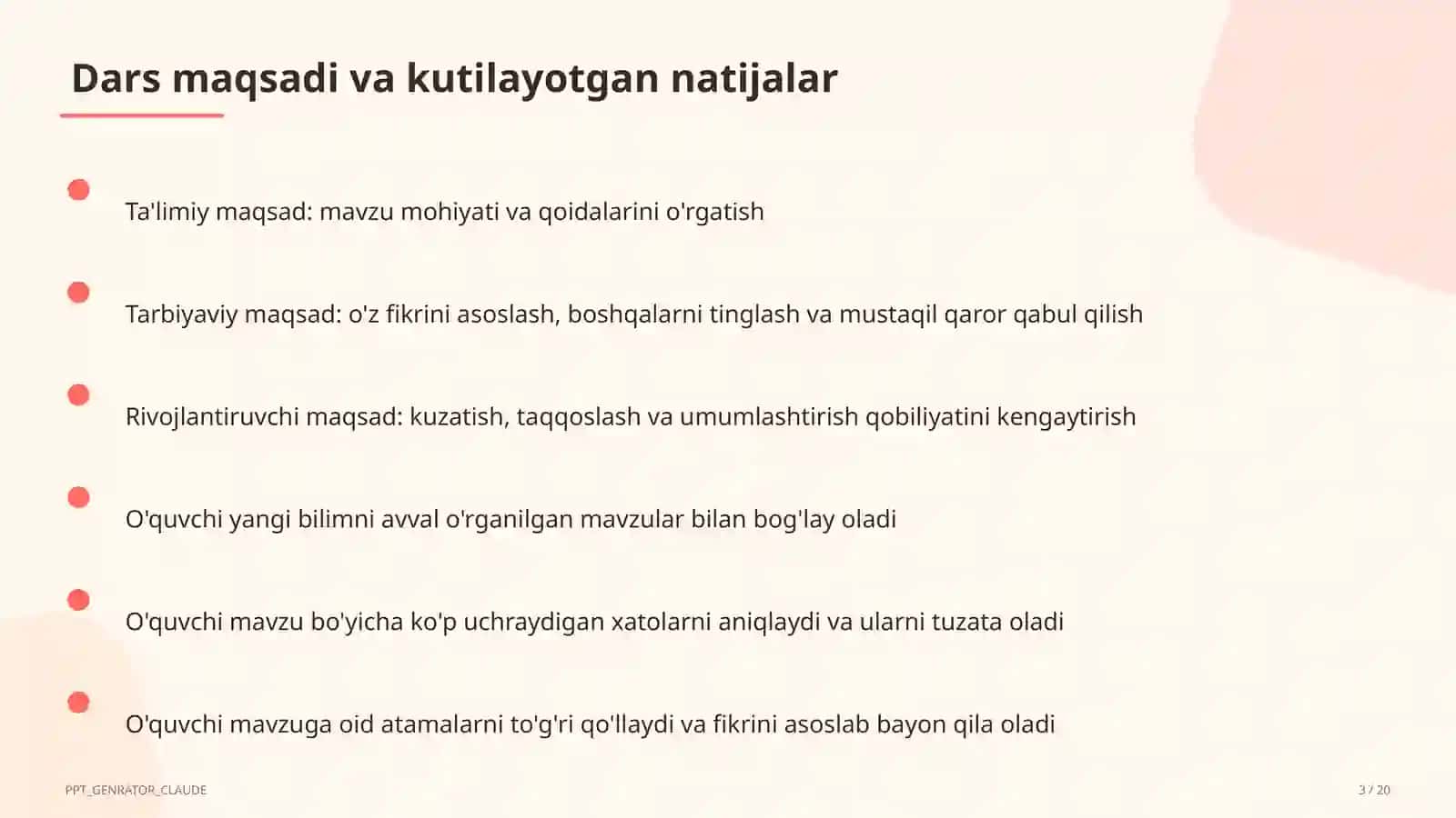 Dars rejasi 3