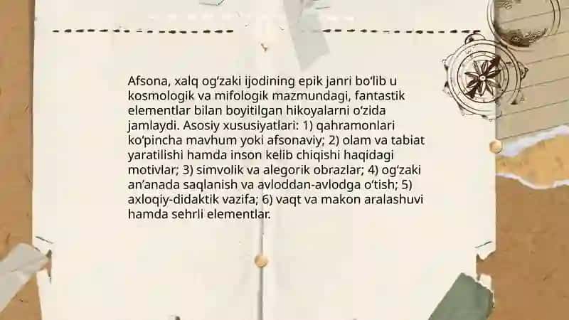 Afsona, rivoyat va naql janrlari 3