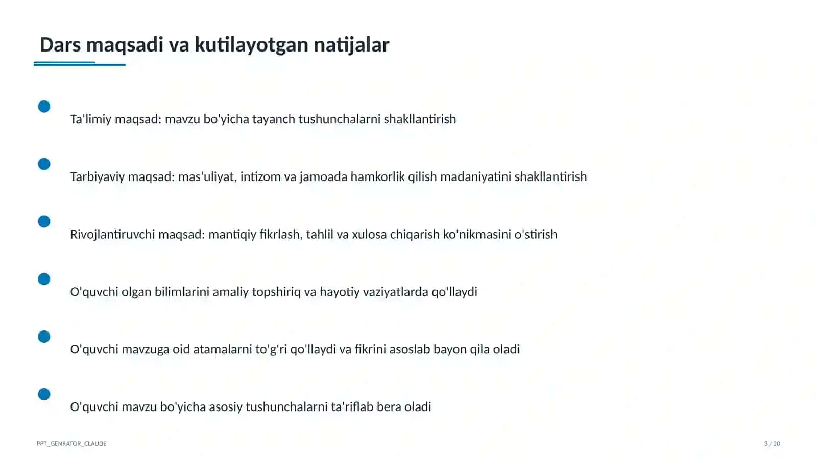 Dars rejasi 3