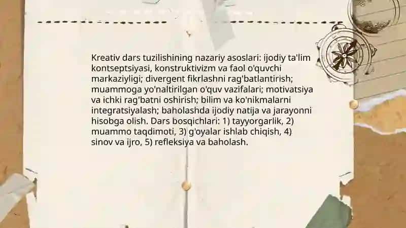 Kreativ dars tuzilishining texnalogiyalari 3