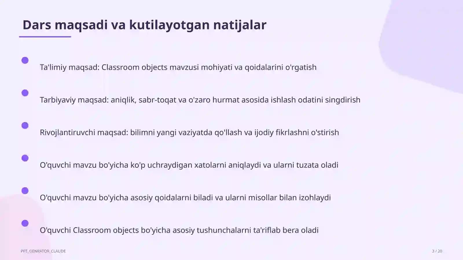 Classroom objects (2-sinf) 3