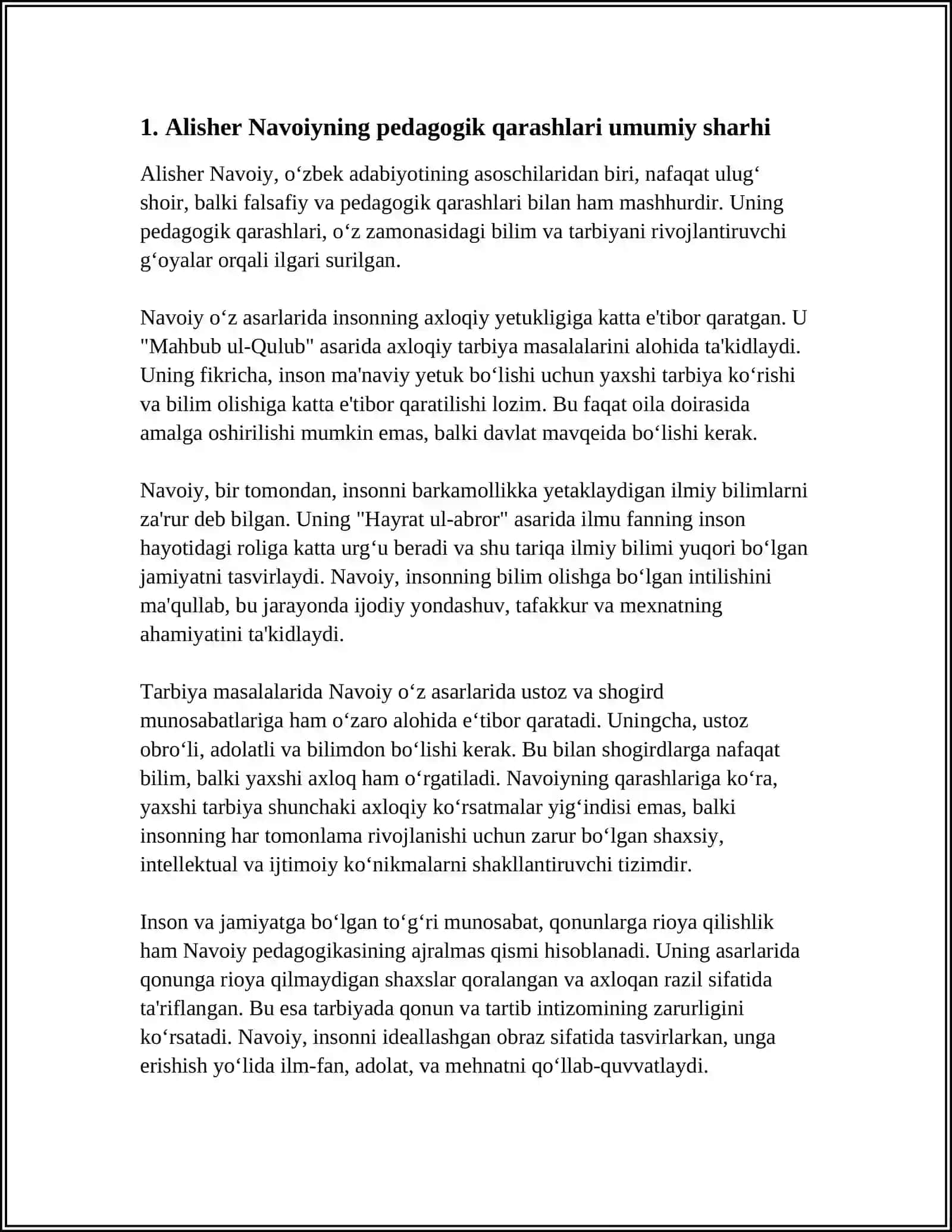 ALISHER NAVOIYNING PEDAGOGIK QARASHLARI. MUNIS XORAZMIYNING “SAVODI TA’LIM” ASARINING DIDAKTIK AHAMIYATI 3