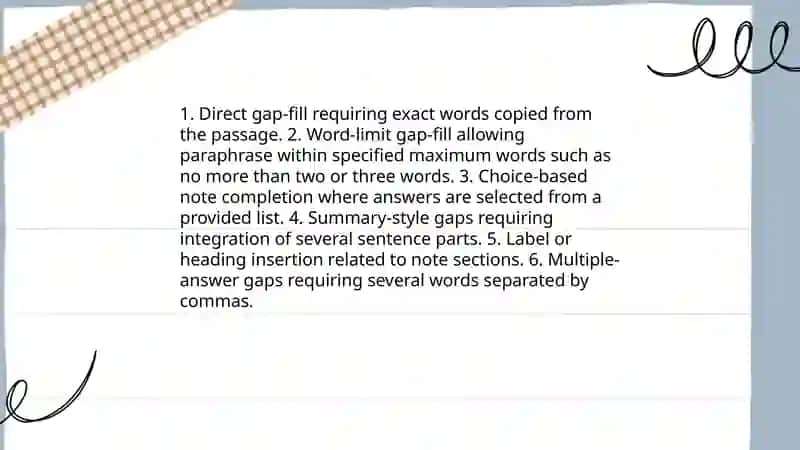 Types of note completion questions in IELTS Reading 3