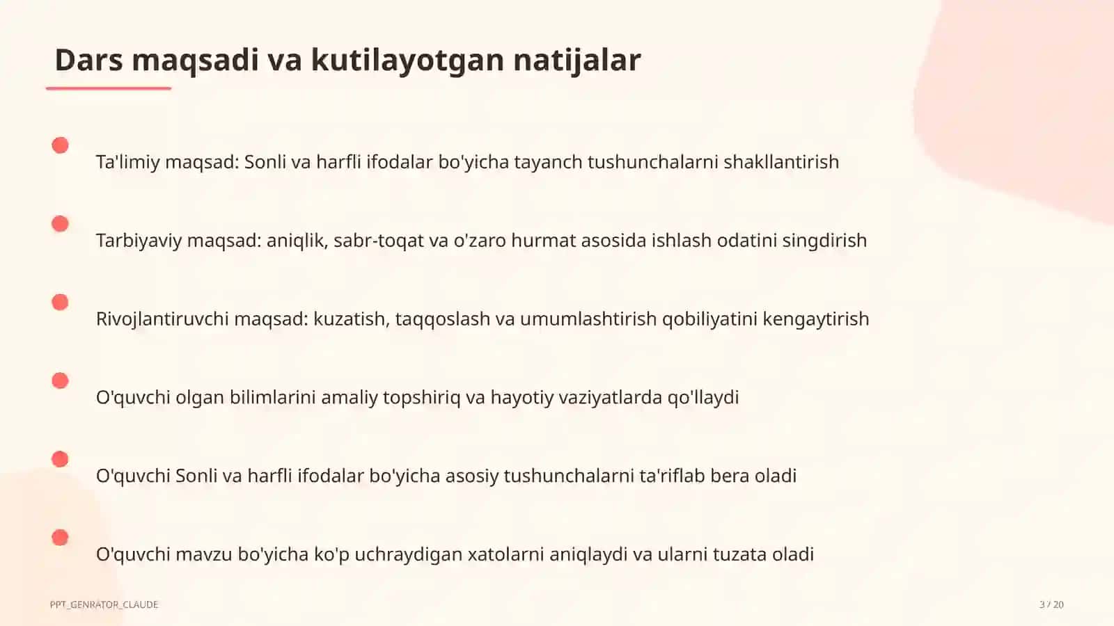Sonli va harfli ifodalar (5-sinf) 3