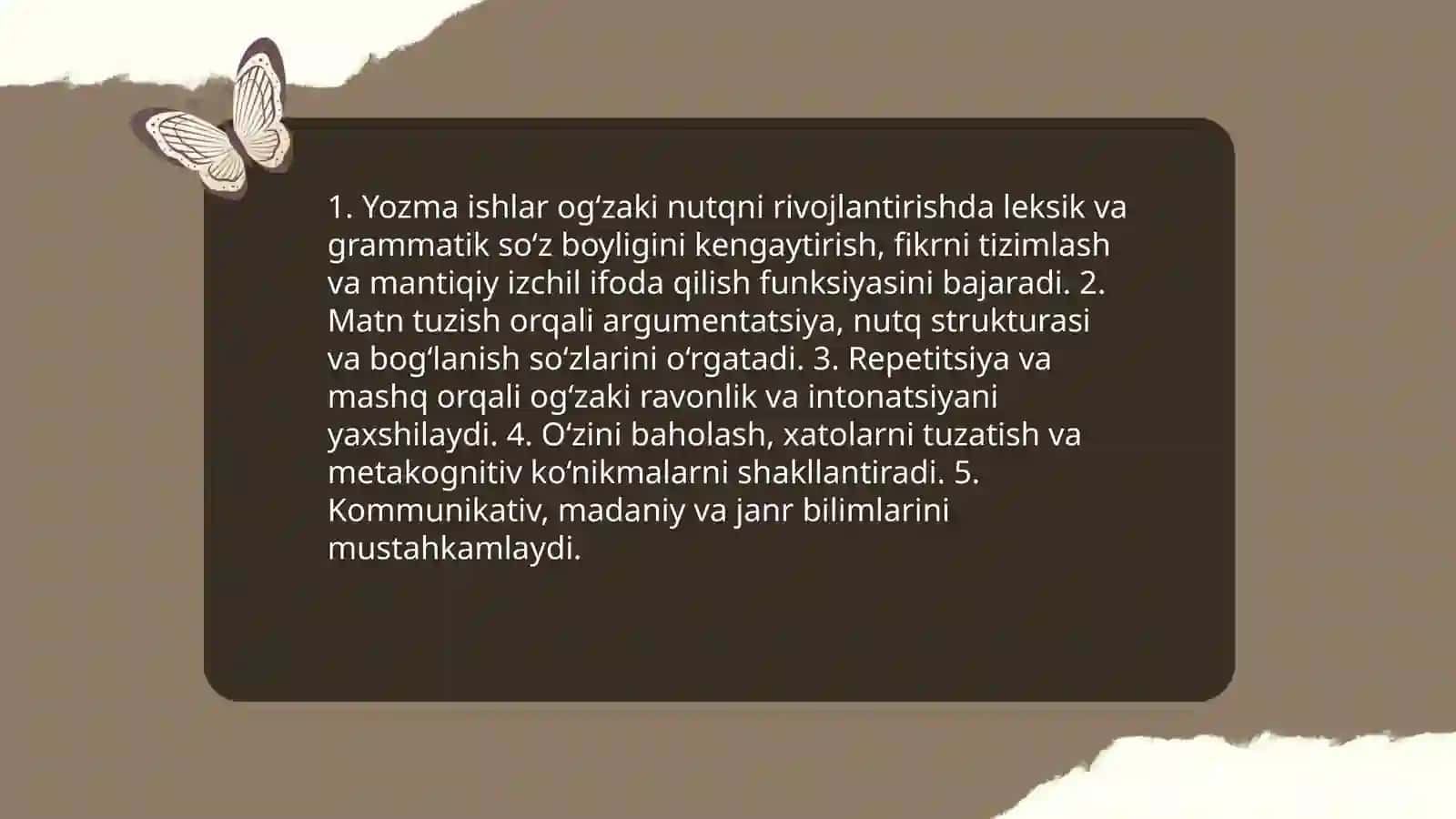 O‘qituvchilarning yozma va og‘zaki nutqni rivojlantirishda yozma ishlarning o‘rni 3