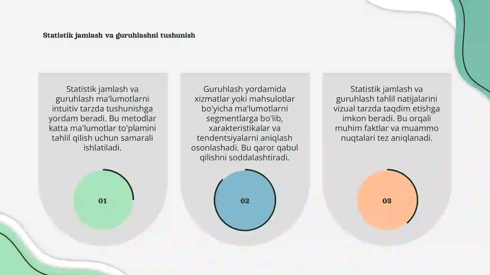 Statistik jamlash va guruhlash 3