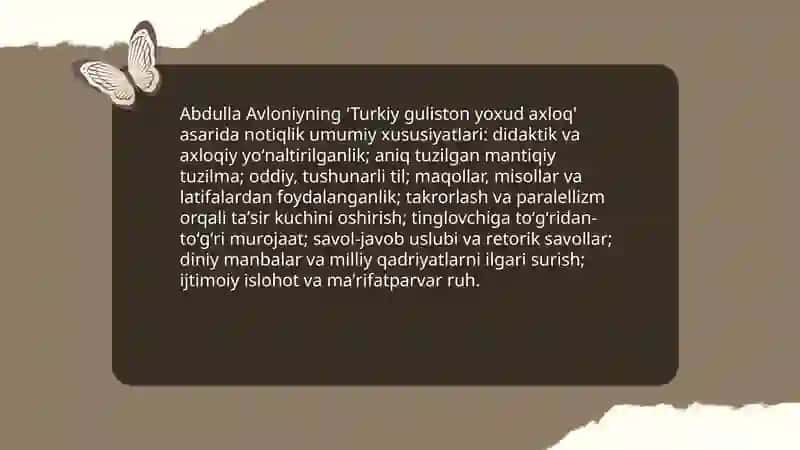 Abdulla Avloniyning 'Turkiy guliston yoxud axloq' asarida notiqlik 3