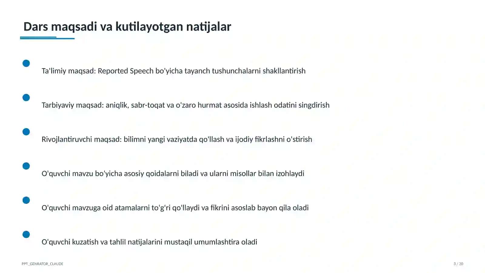 Reported Speech (9-sinf) 3
