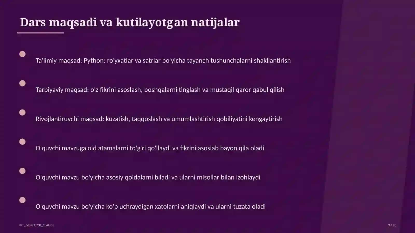 Python: ro'yxatlar va satrlar (9-sinf) 3
