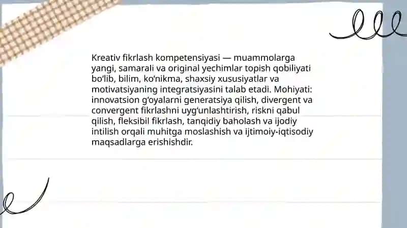 Kreativ fikrlashning kompetensiyaviy modeli 3