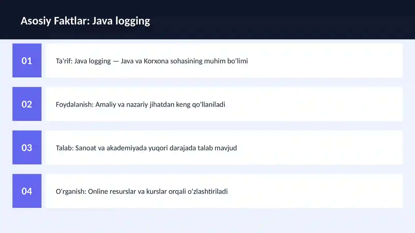 DASTURLASH | JAVA VA KORXONA 3