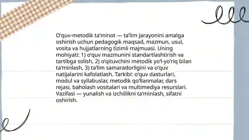 Oʻquv-metodik taʼminot va uning tasnifi 3