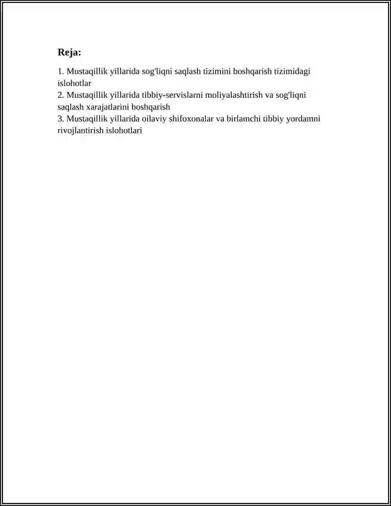 MUSTAQILLIK YILLARIDA SOG'LIQNI SAQLASH SOHASIDAGI ISLOHOTLAR 3