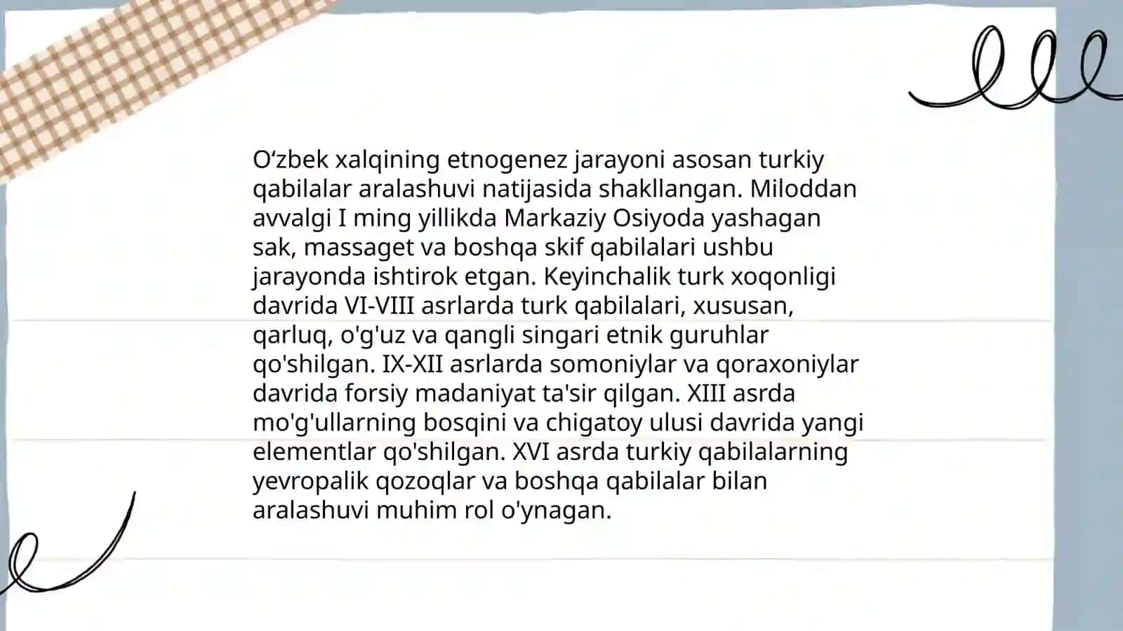 Oʻzbek xalqining etnogenezi va etnik tarixi 3