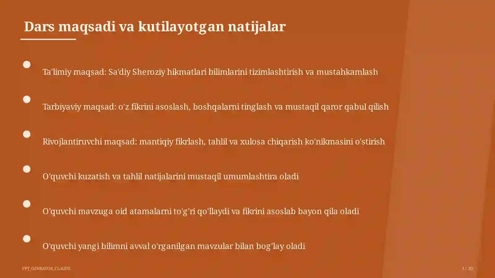 Sa'diy Sheroziy hikmatlari (6-sinf) 3