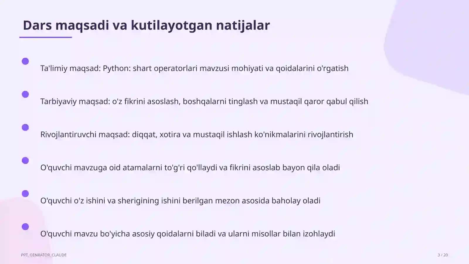 Python: shart operatorlari (8-sinf) 3