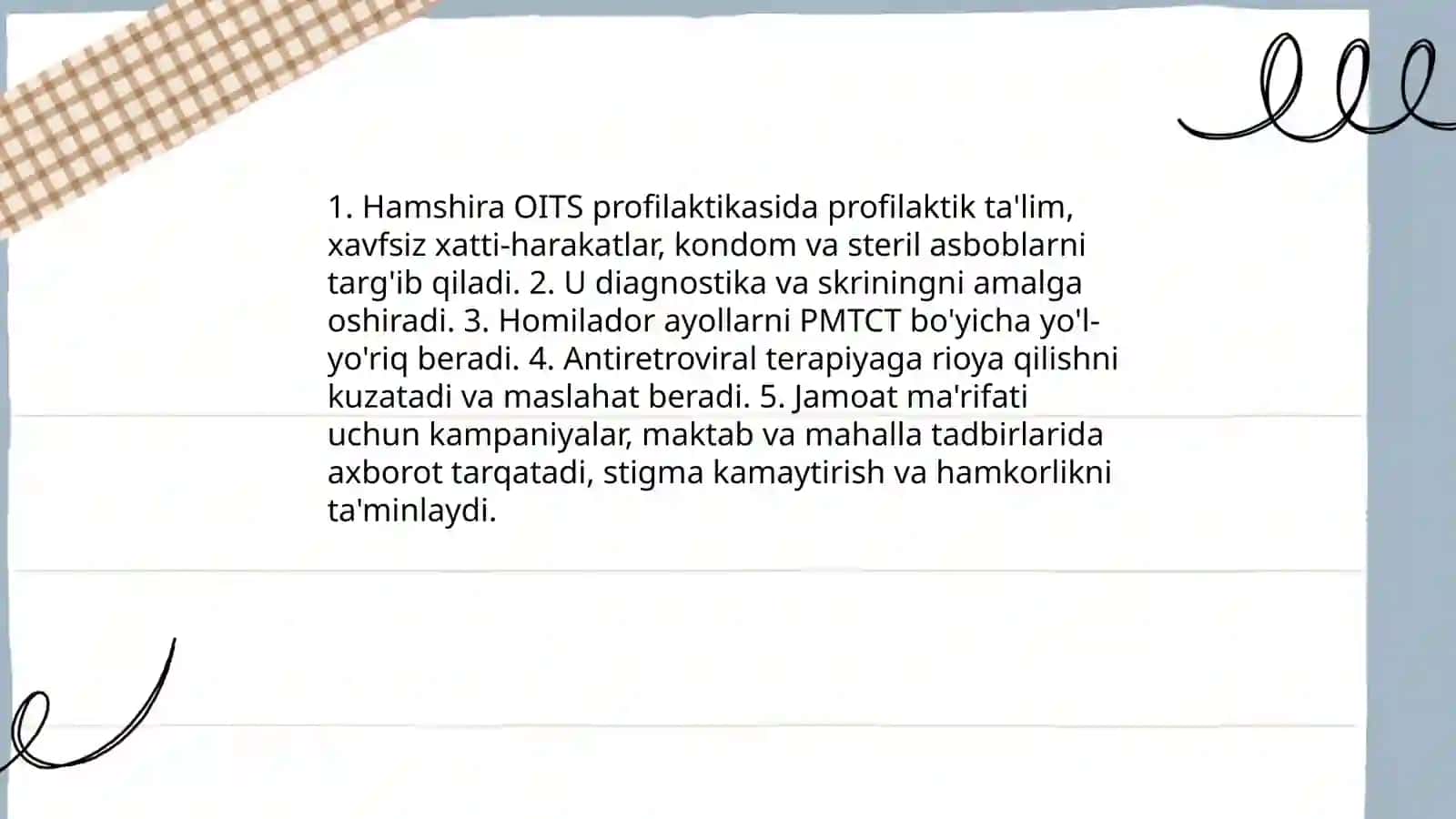 Hamshiraning OITSga qarshi kurash chora-tadbirlardagi roli 3