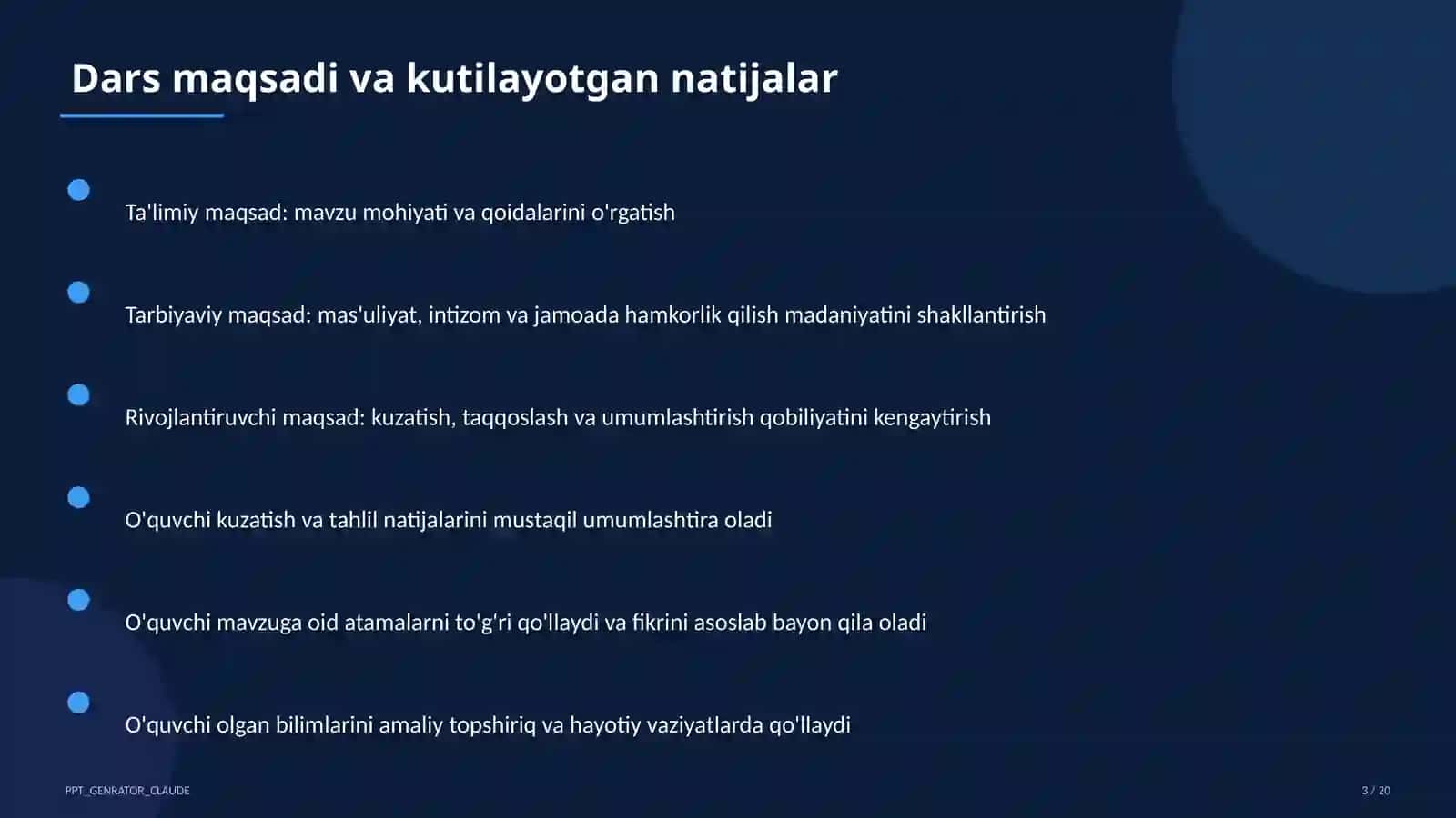 Dars rejasi 3
