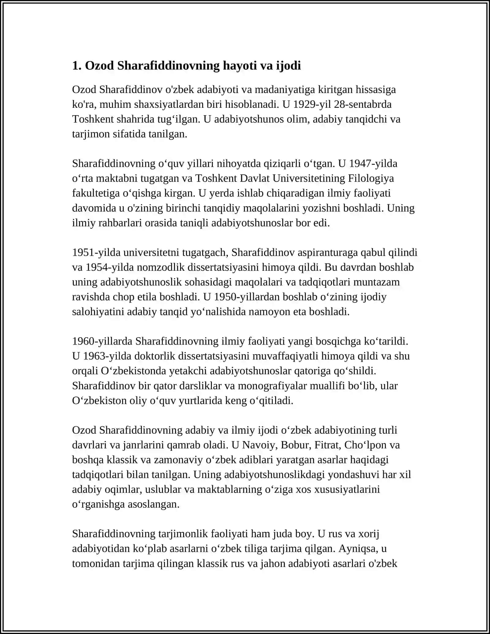 OZOD SHARAFIDDINOVNING "SAYLANMA" NOMLI MAQOLALAR TOʻPLAMINI MUTOLAA QILISH 3