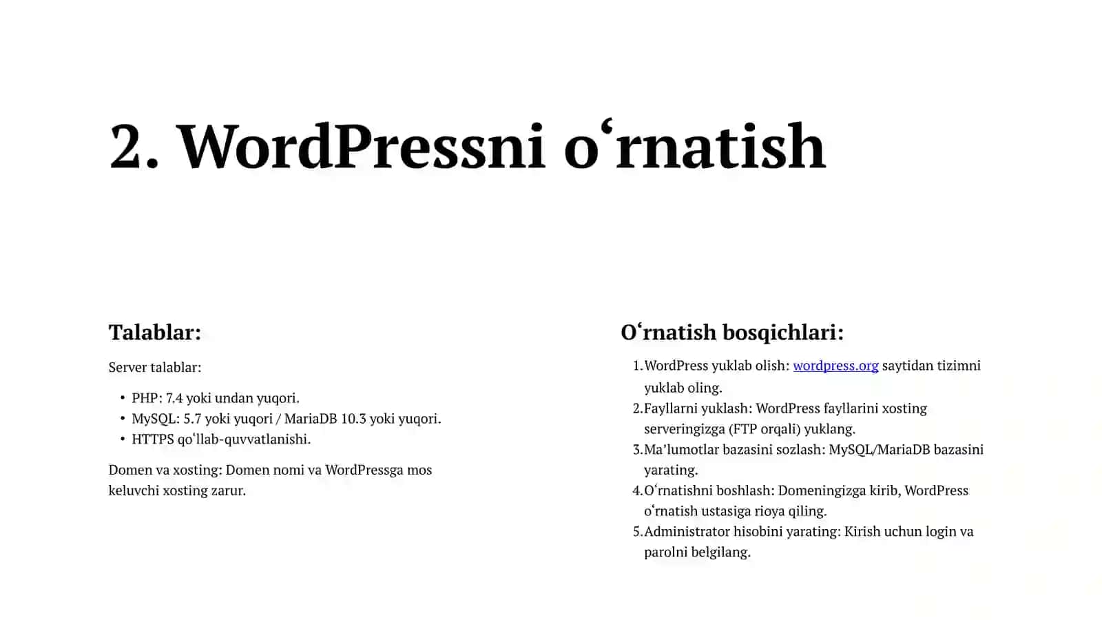 WordPress haqida umumiy tushuncha 3