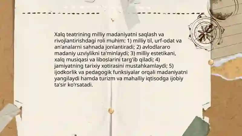 Madaniy taraqqiyotda xalq teatri va milliy raqslarning oʻrni 3