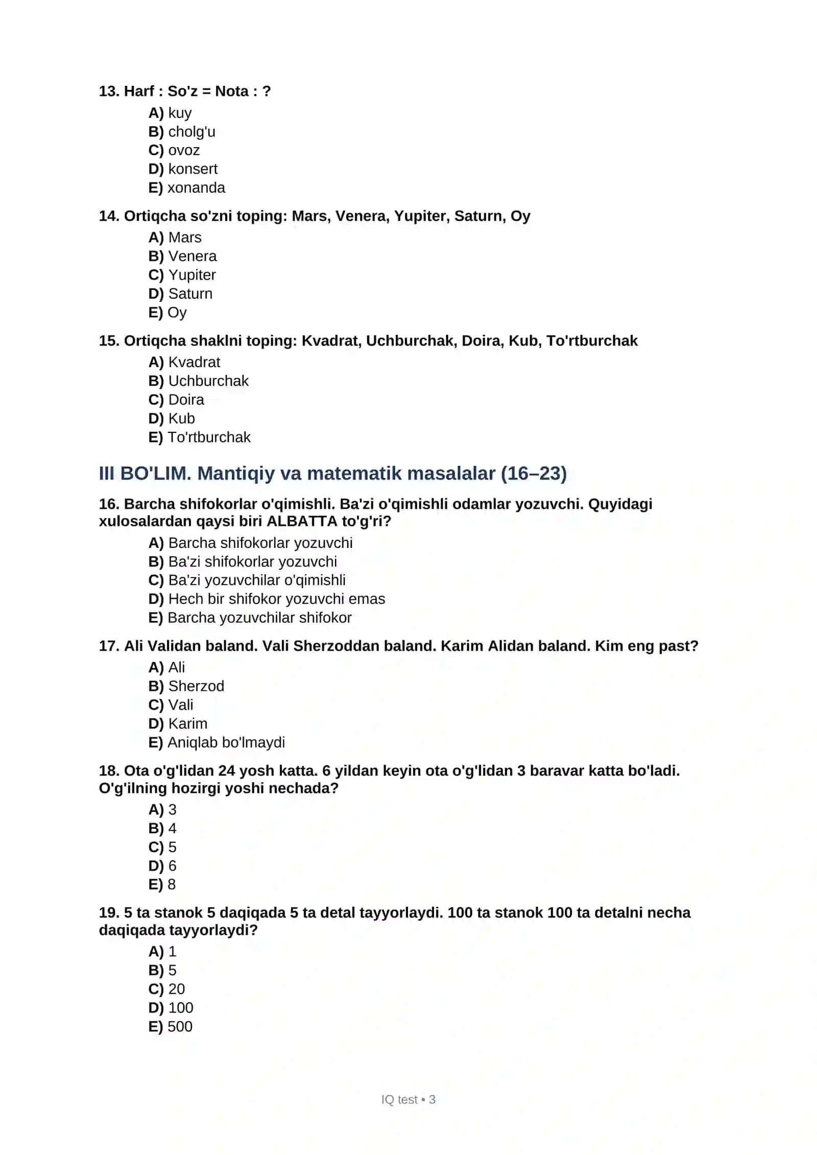 IQ TEST 3