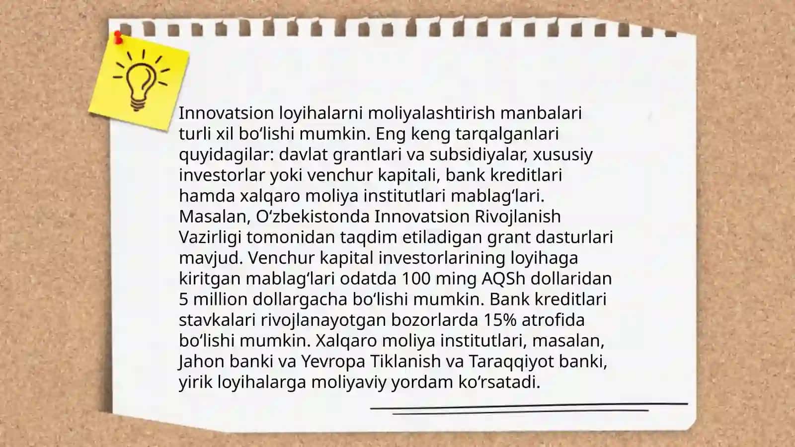 Innovatsion loyihalarni moliyalashtirish manbalari 3