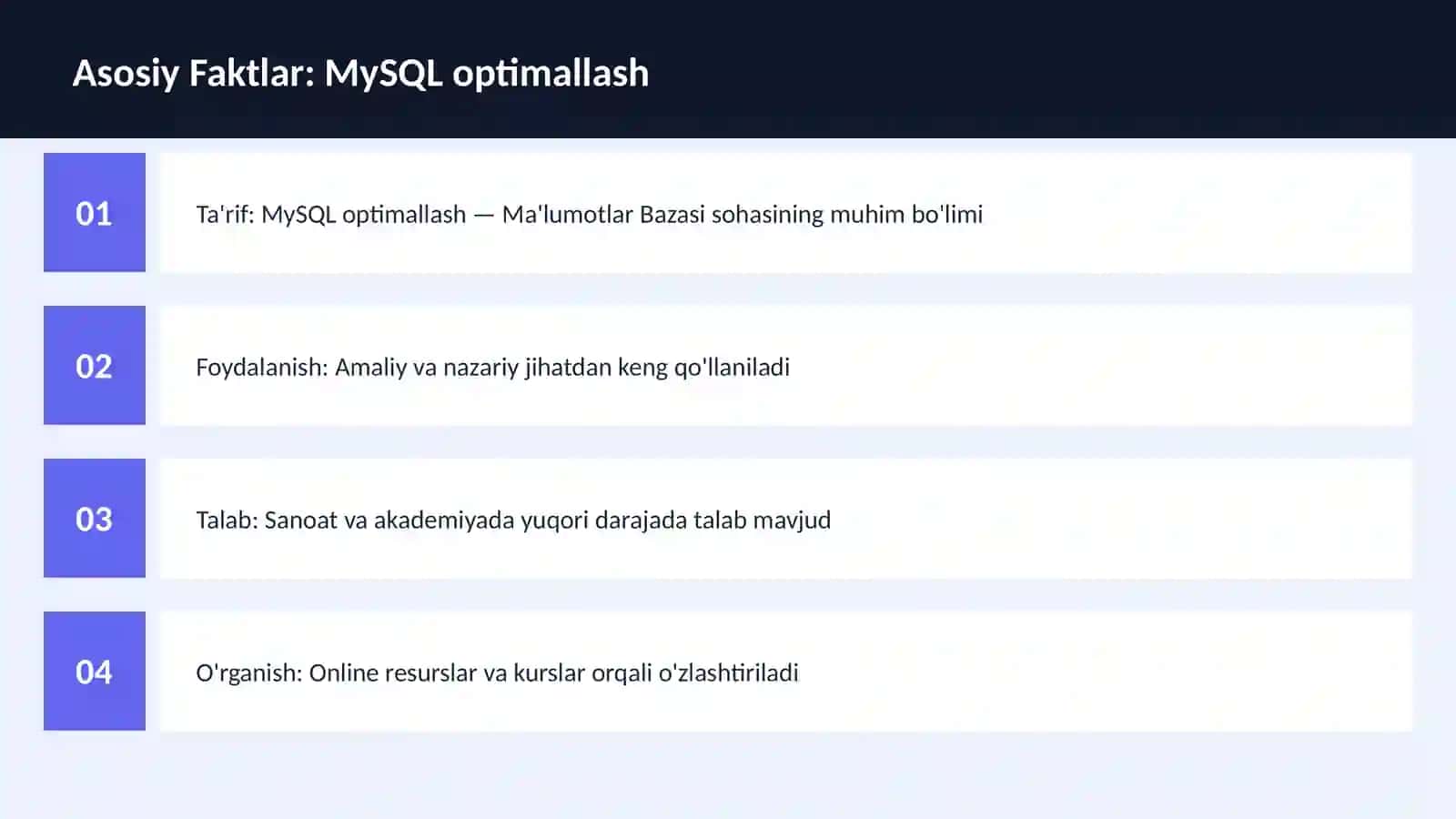 MySQL optimallash 3