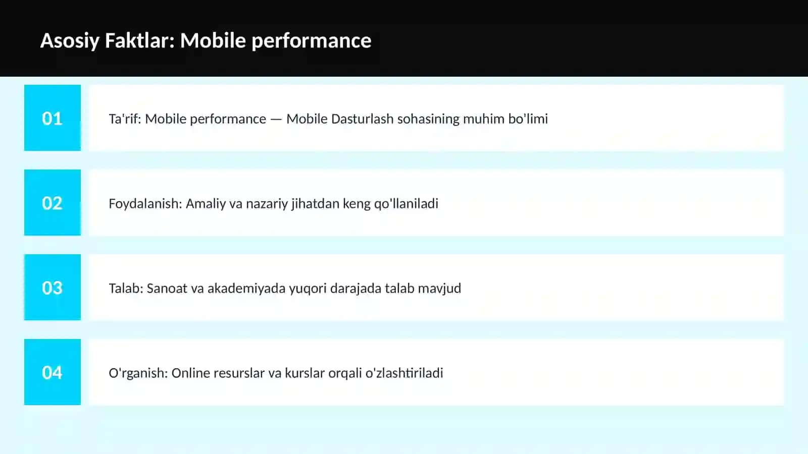 Mobile performance 3