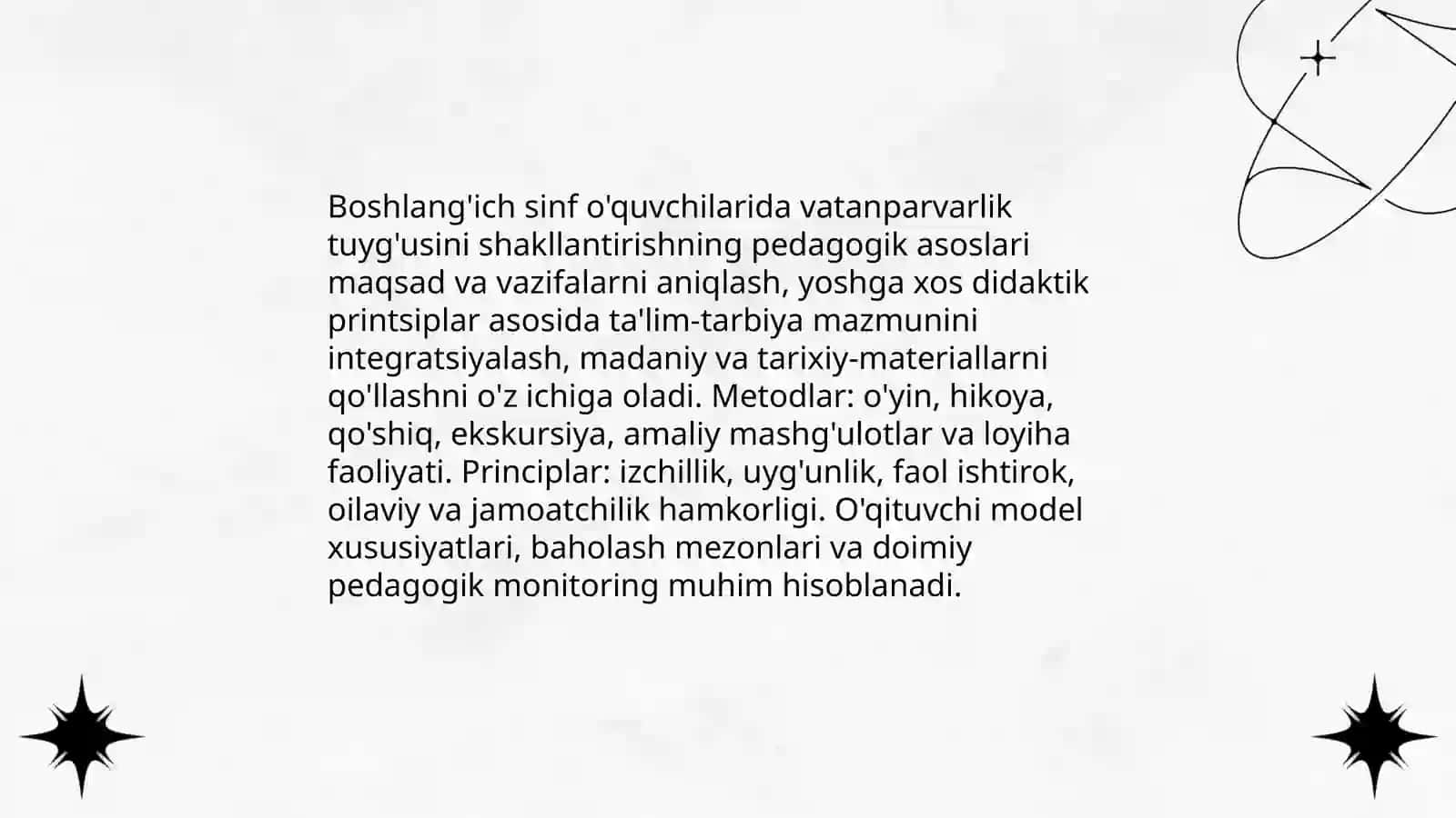 Boshlang'ich sinf o'quvchilarida vatanparvarlik tuyg'ularini shakllantirish Ubaydullayeva 3