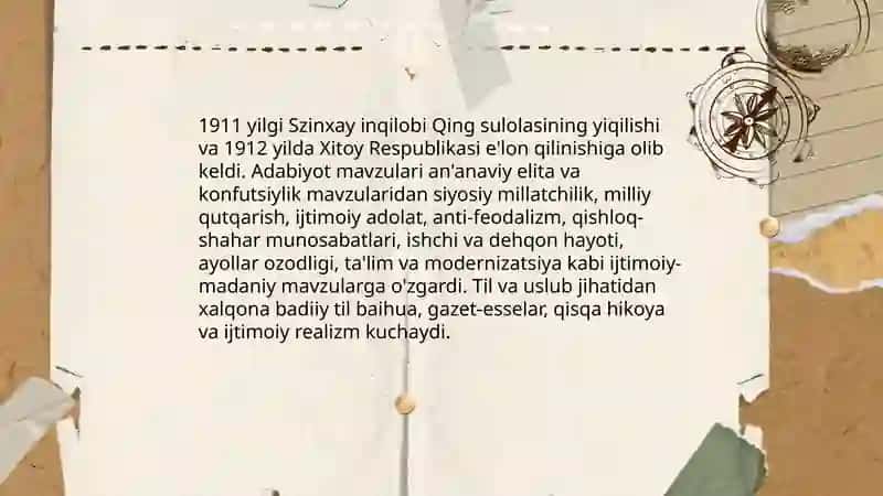 XX asr boshida Xitoyda ijtimoiy-siyosiy vaziyatning adabiyotga ta’siri 3
