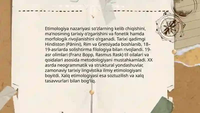 Etimologiya.Ilmiy etimologiya va xalq etimologiyasi 3