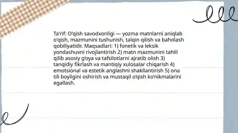 O'qish savodxonligi 3