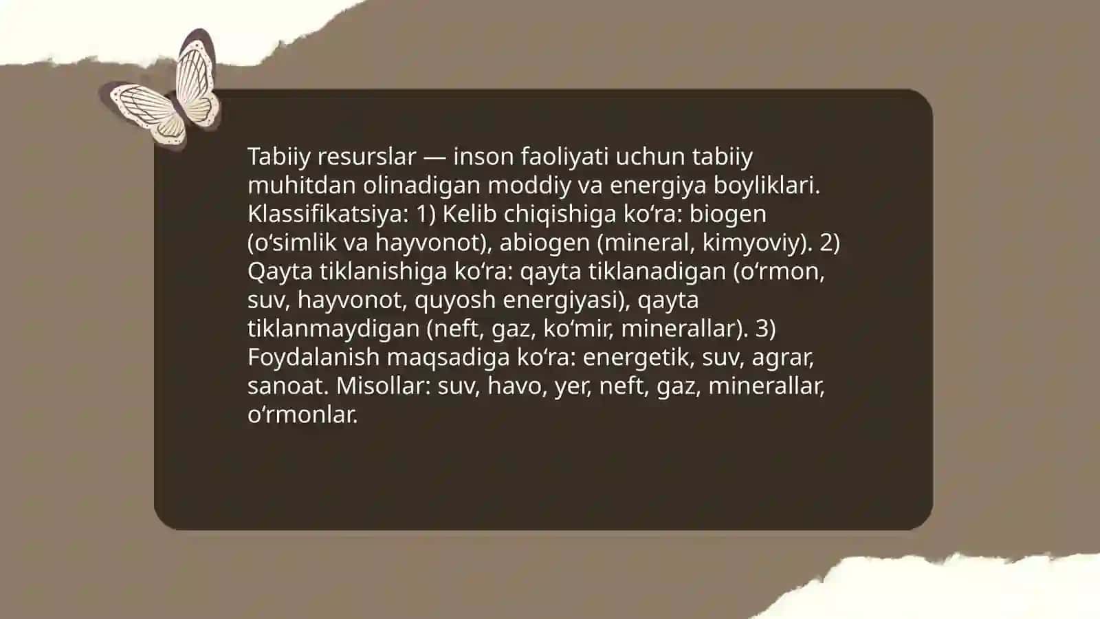 Tabiiy resurslar va ulardan oqilona foydalanish 3
