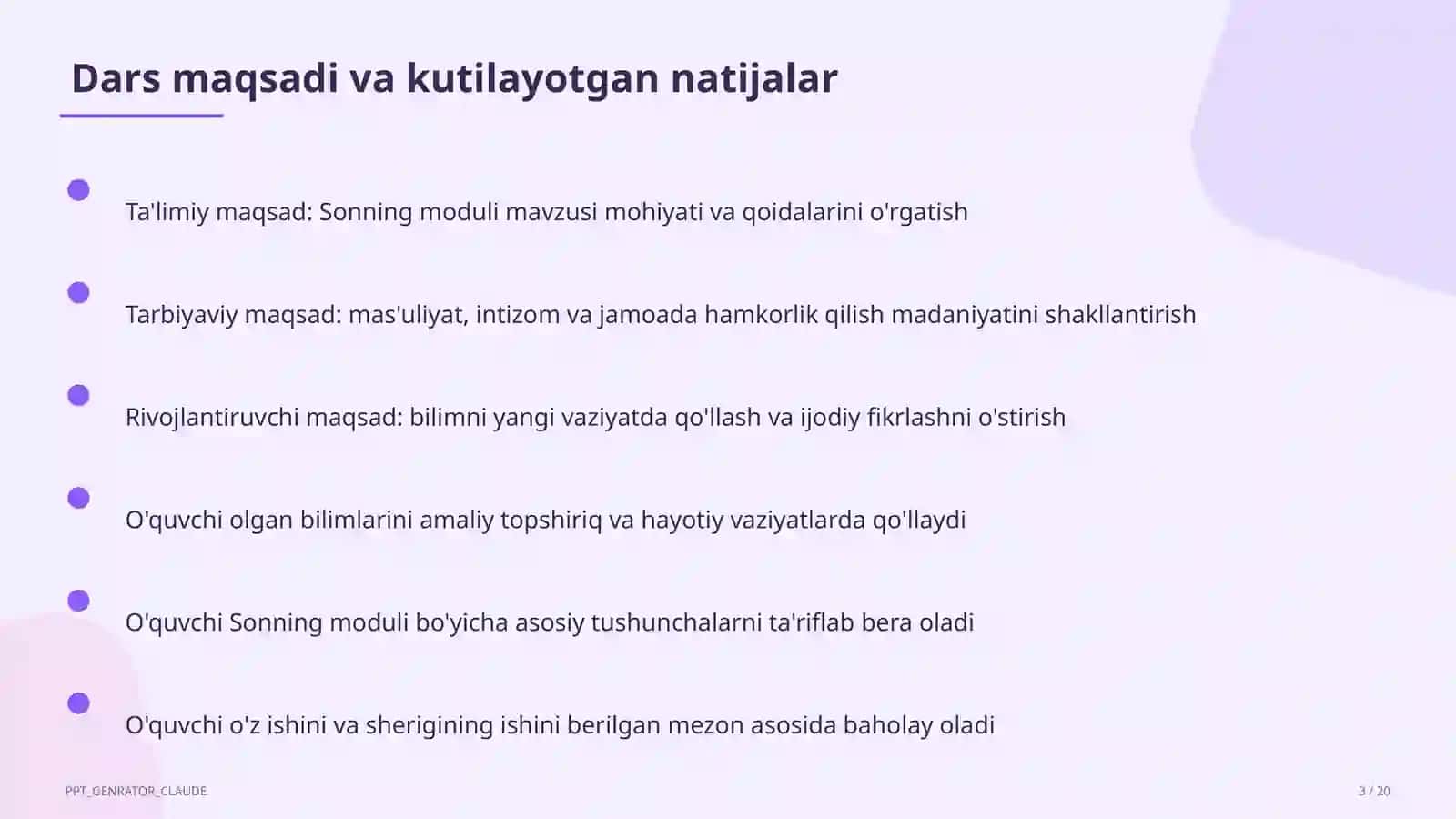 Sonning moduli (6-sinf) 3