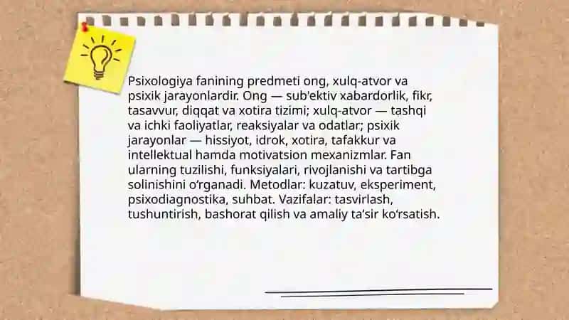 Psixologiya fani predmeti va vazifalari 3