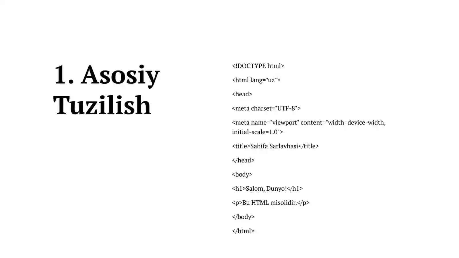HTML Teglar bilan ishlash va misollar 3